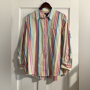 EUC Lands End Multi Color Stripe Button Up